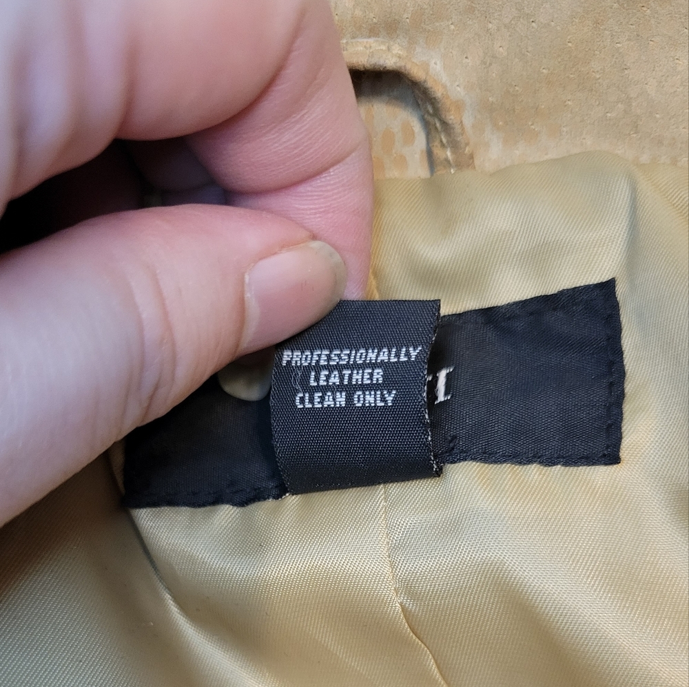 Leather Jacket Alfani Tan Large Leather Zip Up Front - Picture 4 of 13